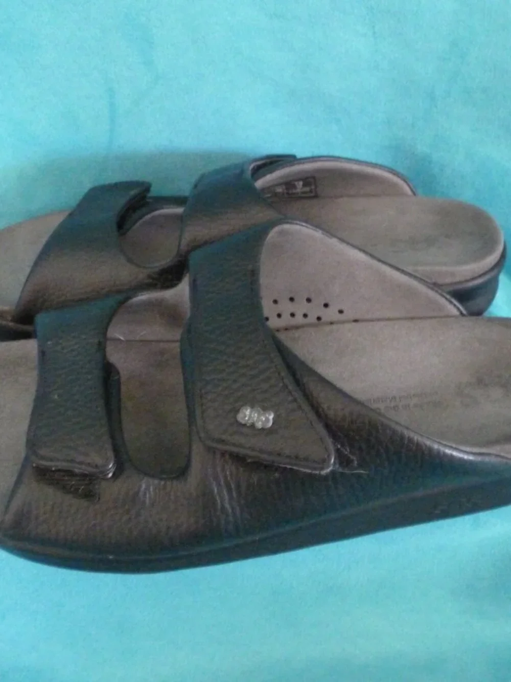 AS Women Cozy Slide Sandal slip on Black 10 Medium Adjustable retail $200